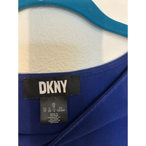 DKNY Tie Waist Mini Dress Women’s size XS Tie-Front Short Sleeve Marine Blue - Picture 4 of 6